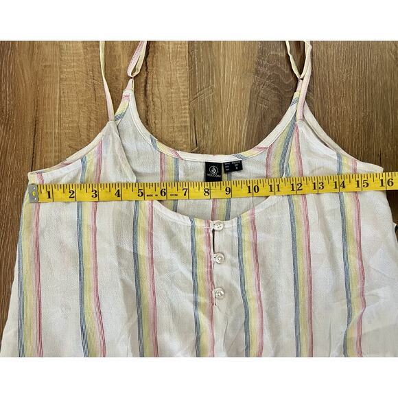 Volcom Women's Ruffled Tropical Stripe Island Cami Tank Size XS NEW - Picture 4 of 13